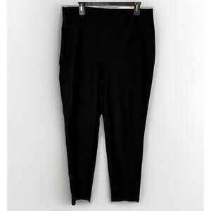 EILEEN FISHER Black Washable Stretch Crepe Slim Ankle Pants Sz Large Minimalist